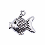 WYSIWYG 10pcs 17x18mm Fish Pendant Charms Antique Silver Color For Jewelry Making Zinc Alloy Jewelry Findings