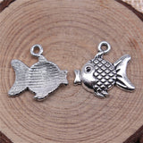 WYSIWYG 10pcs 17x18mm Fish Pendant Charms Antique Silver Color For Jewelry Making Zinc Alloy Jewelry Findings