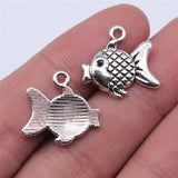 WYSIWYG 10pcs 17x18mm Fish Pendant Charms Antique Silver Color For Jewelry Making Zinc Alloy Jewelry Findings