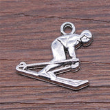 WYSIWYG 10pcs 17x19mm Ski Charms Antique Silver Color For Jewelry Making Zinc Alloy Charms Pendant DIY Jewelry Findings