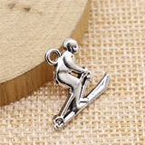 WYSIWYG 10pcs 17x19mm Ski Charms Antique Silver Color For Jewelry Making Zinc Alloy Charms Pendant DIY Jewelry Findings