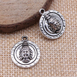 WYSIWYG 10pcs 17x20mm Round Indian Idol Pendant Charms Antique Silver Color For Jewelry Making Zinc Alloy Jewelry Findings