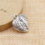 WYSIWYG 10pcs 17x21mm 3D Solid Wings Heart Pendant Charms DIY Jewelry Making Jewelry Finding Antique Silver Color