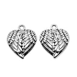 WYSIWYG 10pcs 17x21mm 3D Solid Wings Heart Pendant Charms DIY Jewelry Making Jewelry Finding Antique Silver Color
