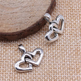 WYSIWYG 10pcs 17x21mm Double Heart Pendant Charms Antique Silver Color For Jewelry Making Zinc Alloy Jewelry Findings