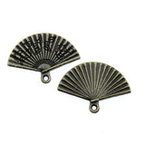 WYSIWYG 10pcs 17x24mm Fan Charms Pendants For Jewelry Making 2 Colors Antique Silver Plated Antique Bronze Plated