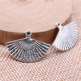 WYSIWYG 10pcs 17x24mm Fan Charms Pendants For Jewelry Making 2 Colors Antique Silver Plated Antique Bronze Plated