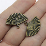 WYSIWYG 10pcs 17x24mm Fan Charms Pendants For Jewelry Making 2 Colors Antique Silver Plated Antique Bronze Plated