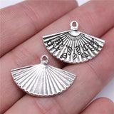 WYSIWYG 10pcs 17x24mm Fan Charms Pendants For Jewelry Making 2 Colors Antique Silver Plated Antique Bronze Plated