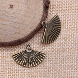 WYSIWYG 10pcs 17x24mm Fan Charms Pendants For Jewelry Making 2 Colors Antique Silver Plated Antique Bronze Plated