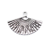 WYSIWYG 10pcs 17x24mm Fan Charms Pendants For Jewelry Making 2 Colors Antique Silver Plated Antique Bronze Plated