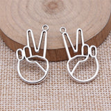 WYSIWYG 10pcs 17x31mm Antique Silver Color Hollow Yeah Gesture Charms Pendant For DIY Jewelry Making