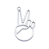 WYSIWYG 10pcs 17x31mm Antique Silver Color Hollow Yeah Gesture Charms Pendant For DIY Jewelry Making
