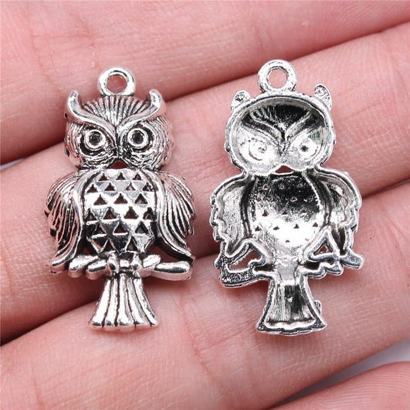 WYSIWYG 10pcs 17x31mm Owl Charms For Jewelry Making Antique Silver Plated Antique Bronze Color Jewelry Findings