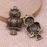 WYSIWYG 10pcs 17x31mm Owl Charms For Jewelry Making Antique Silver Plated Antique Bronze Color Jewelry Findings