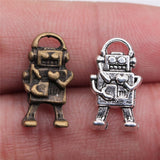 WYSIWYG 10pcs 17x9mm Pendant Robot Robot Charm Pendants For Jewelry Making Antique Silver Color Robot Pendants