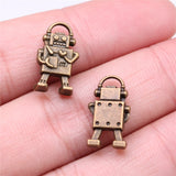 WYSIWYG 10pcs 17x9mm Pendant Robot Robot Charm Pendants For Jewelry Making Antique Silver Color Robot Pendants