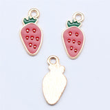 WYSIWYG 10pcs 18.4x8.5mm KC Gold Color Enamel Strawberry Charms Pendant For DIY Jewelry Making Handmade Jewelry Craft Findings