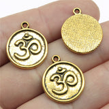 WYSIWYG 10pcs 18mm 3 Colors Antique Gold Color Antique Silver Color Antique Bronze One Sided Om Symbol Charm Om Pendant