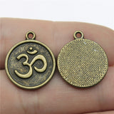 WYSIWYG 10pcs 18mm 3 Colors Antique Gold Color Antique Silver Color Antique Bronze One Sided Om Symbol Charm Om Pendant