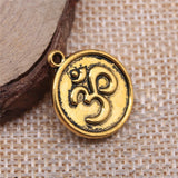 WYSIWYG 10pcs 18mm 3 Colors Antique Gold Color Antique Silver Color Antique Bronze One Sided Om Symbol Charm Om Pendant