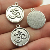 WYSIWYG 10pcs 18mm 3 Colors Antique Gold Color Antique Silver Color Antique Bronze One Sided Om Symbol Charm Om Pendant