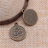 WYSIWYG 10pcs 18mm 3 Colors Antique Gold Color Antique Silver Color Antique Bronze One Sided Om Symbol Charm Om Pendant