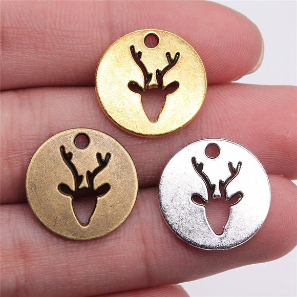 WYSIWYG 10pcs 18mm 3 Colors Antique Gold Color Antique Silver Color Antique Bronze Reindeer Deer Charms Pendant
