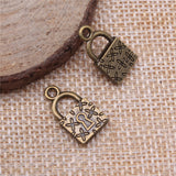 WYSIWYG 10pcs 18mm Lock Charms Antique Bronze Color Charms For Jewelry Making Jewelry Findings