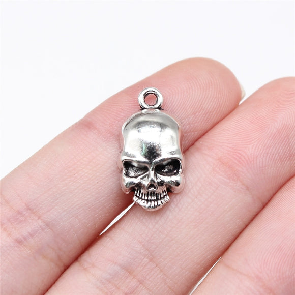 WYSIWYG 10pcs 18x10mm Antique Silver Color Skull Charms For Jewelry Making