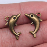 WYSIWYG 10pcs 18x11mm Dolphin Charms DIY Jewelry Findings Antique Silver Color Antique Bronze Color For Jewelry Making