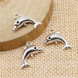 WYSIWYG 10pcs 18x11mm Dolphin Charms DIY Jewelry Findings Antique Silver Color Antique Bronze Color For Jewelry Making