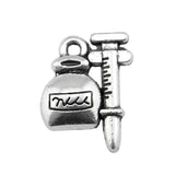 WYSIWYG 10pcs 18x12mm Medical Syringe Charms Antique Silver Color Pendant Charms Jewelry Findings For Jewelry Making