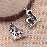 WYSIWYG 10pcs 18x13mm Castle House Charm Pendants For Jewelry Making Antique Silver Color House Castle Pendants