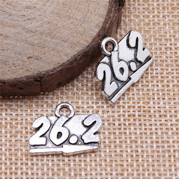 WYSIWYG 10pcs 18x15mm 26.2 Full Marathon Running Charms Antique Silver Color For Jewelry Making Charms Pendant Jewelry Findings
