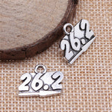 WYSIWYG 10pcs 18x15mm 26.2 Full Marathon Running Charms Antique Silver Color For Jewelry Making Charms Pendant Jewelry Findings