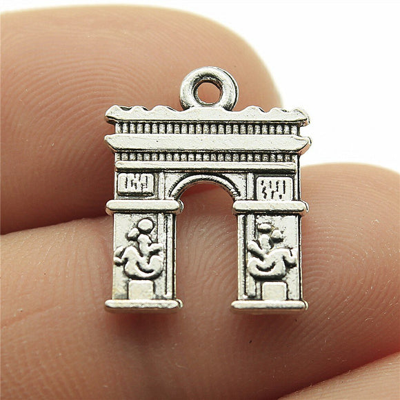 WYSIWYG 10pcs 18x15mm Arc De Triomphe Charms For Jewelry Making Vintage Antique Bronze Antique Silver Color Jewelry Findings
