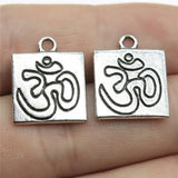 WYSIWYG 10pcs 18x15mm Double Sided Om Charms For Jewelry Making Antique Silver Color Charm Pendant Jewelry Accessories