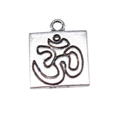 WYSIWYG 10pcs 18x15mm Double Sided Om Charms For Jewelry Making Antique Silver Color Charm Pendant Jewelry Accessories