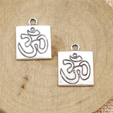 WYSIWYG 10pcs 18x15mm Double Sided Om Charms For Jewelry Making Antique Silver Color Charm Pendant Jewelry Accessories