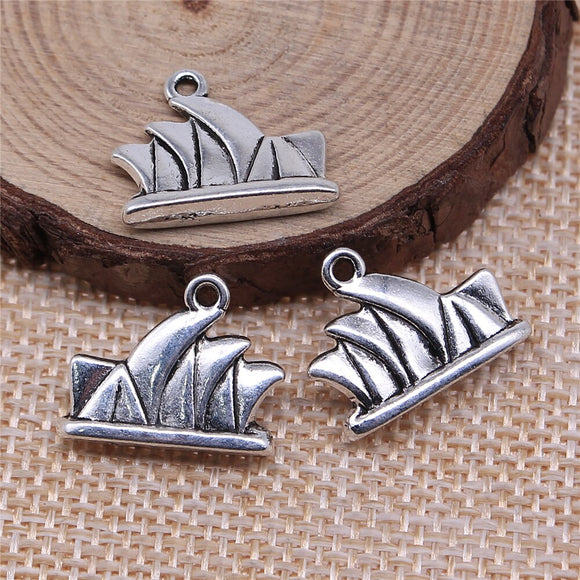 WYSIWYG 10pcs 18x15mm Sydney Opera House Pendant Charms Antique Silver Color For Jewelry Making Zinc Alloy Jewelry Findings