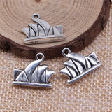 WYSIWYG 10pcs 18x15mm Sydney Opera House Pendant Charms Antique Silver Color For Jewelry Making Zinc Alloy Jewelry Findings