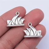 WYSIWYG 10pcs 18x15mm Sydney Opera House Pendant Charms Antique Silver Color For Jewelry Making Zinc Alloy Jewelry Findings
