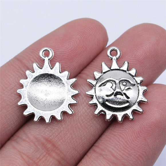 WYSIWYG 10pcs 18x18mm Sun Charms For Jewelry Making Antique Silver Plated Antique Bronze Color Jewelry Findings