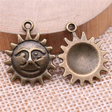 WYSIWYG 10pcs 18x18mm Sun Charms For Jewelry Making Antique Silver Plated Antique Bronze Color Jewelry Findings