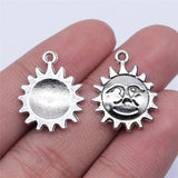 WYSIWYG 10pcs 18x18mm Sun Charms For Jewelry Making Antique Silver Plated Antique Bronze Color Jewelry Findings