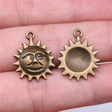 WYSIWYG 10pcs 18x18mm Sun Charms For Jewelry Making Antique Silver Plated Antique Bronze Color Jewelry Findings
