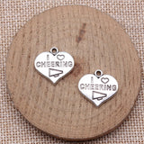 WYSIWYG 10pcs 18x19mm Antique Silver Color I Love Cheering Charms For Jewelry Making