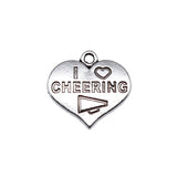 WYSIWYG 10pcs 18x19mm Antique Silver Color I Love Cheering Charms For Jewelry Making