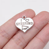 WYSIWYG 10pcs 18x19mm Antique Silver Color I Love Cheering Charms For Jewelry Making
